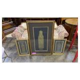 Trio of Framed Grave Rubbings, Largest 34"x22"