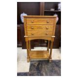 2 Drawer Oak Cabinet on Legs, 40" Tall, 24" Wide,