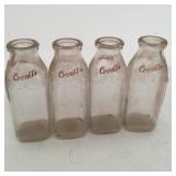4 Covalts Pint Glass Milk Bottles