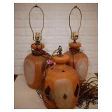 Pair of Table Lamps and Hanging Pendant Light