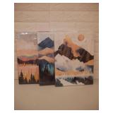3 Prints on Canvas of Abstract Landscape