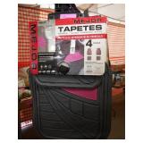 4 Piece Black and Pick Car Floor Mat Set