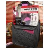 4 Piece Black and Pick Car Floor Mat Set