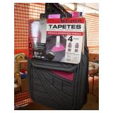 4 Piece Black and Pick Car Floor Mat Set