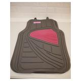 4 Piece Black and Pick Car Floor Mat Set