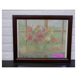 Framed Oil Pastel of Floral Still Life