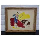Framed Signed Acrylic Painting of Matador
