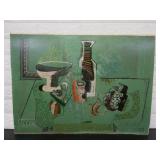 Picasso Green Still-Life Print on Board