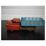 Pressed Steel Red Truck and Blue Trailer