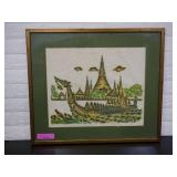 Framed Vietnam Temple Rubbing Under Glass