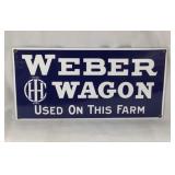 Weber Wagon Porcelain Sign 1 Ft 2 In Width by 7