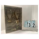 Bride and groom toasting glasses