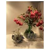 Floral arrangement with decorative bird