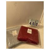 Silver and red net fabric