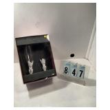 Angel toasting glasses, 1 missing top