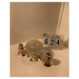 3 piece heart brass unity candle set
