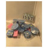 12 light blue grad caps