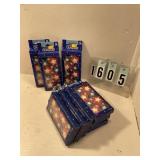 9 pkgs red, white and blue star candles