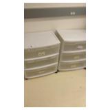 2 plastic three compartment storage containers