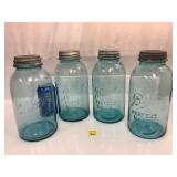 Vintage Blue Half Gallon Jars with Lids