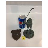 Cast Bulldog Bottle Opener and Metal Frog