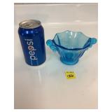 Fenton Blue Ball Handle Glass Bowl