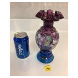 Fenton Hand Painted Mulberry Anniversary Vase