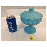 Fenton Blue Satin Candy Dish