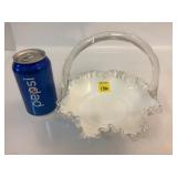 Fenton Milk Glass Basket Ruffled Edges