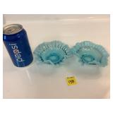 Fenton Aqua Glass Ruffled Bowls