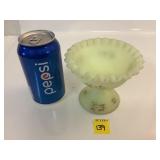 Fenton Footed Hand Painted Candy Bowl