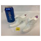 Fenton Hobnail Milk Glass Slippers