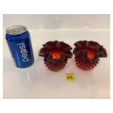 Fenton Colonial Red Hobnail 3" Ruffled Bowls