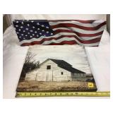 Canvas American Flag and Barn Pictures