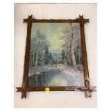 Vintage Wooden Framed Picture, Approx. 20" x 24"