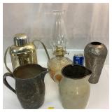 Oil Lamp and Pitcher Lot