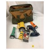 Tool Bag and Flashlight Lot