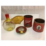 Tin and Decanter Lot