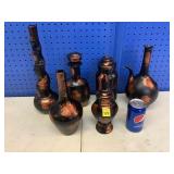 6 Painted Decorative Bottles
