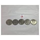 5 Bicentennial Eisenhower Dollars