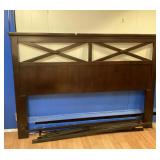 King Size Headboard and Rails- Brown Finish