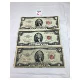 2- 1953 & 1 -1963 Red Seal $2 Bills