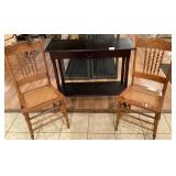 Sofa Table & 2 Cane Bottom Chairs