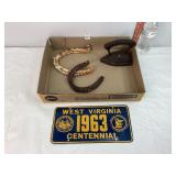 Vtg Iron, Horseshoes & Plate