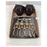 Batt Op Lighted Owls & Skeleton Garland