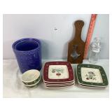 Plates, Dog Biscuit Crock & Misc