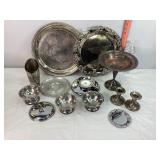 Silverplated Plates, Candlesticks & Misc