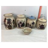 Home & Garden Party Canisters, 1 Lid Unmatched