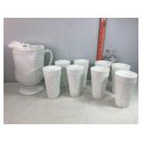 Harvest White Milkglass Pitcher & Tumblers