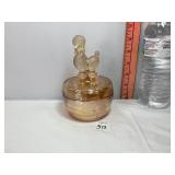 Janette Carnival Glass Poodle Powder Jar
